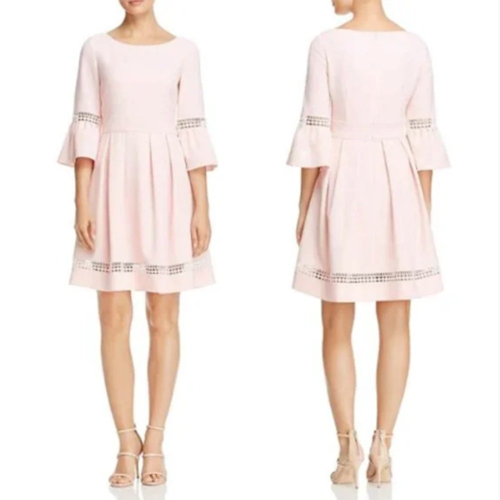 Eliza J. Pink Fit & Flare Bell Sleeve Crepe Cocktail Dress | 2